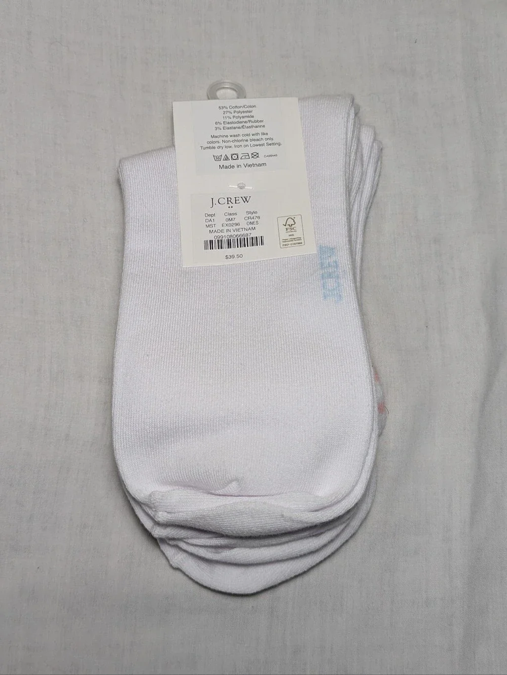 NWT J. Crew Women's 3 Pack Striped Crew Socks Pink Yellow Blue One Size